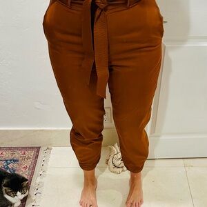 Antonio Melanie High-Rise Ankle Tie-Waist Women's Pants in Rust shin Size 10